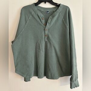 Old Navy Sage Henley Top with Button Accents